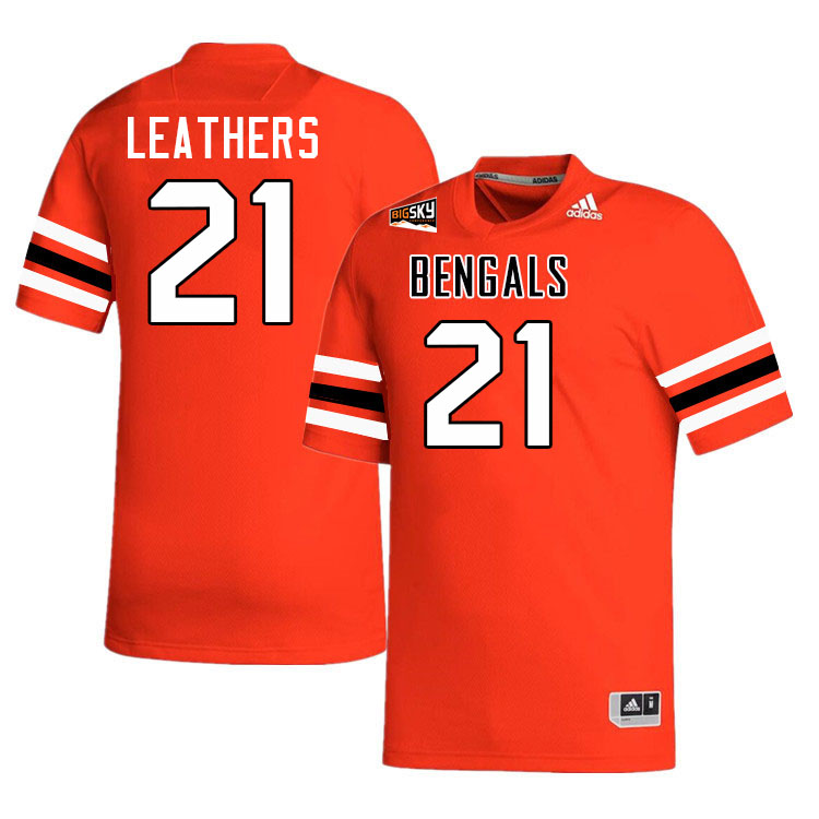 Idaho State Bengals #21 Rylan Leathers College Football Jerseys,Uniforms Stitched-Orange
